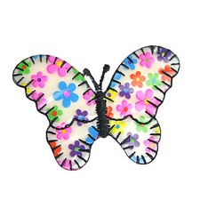 New 2.5" X 1.5" Flower Fabric Butterfly Embroidred Iron on Motifs Patches