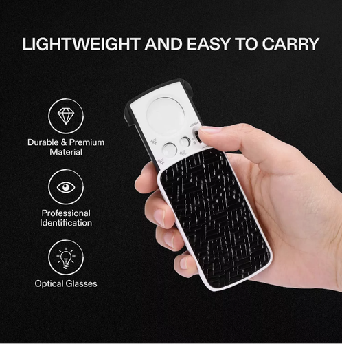 90x 60x 30x Juwelierlupe Taschenlupe Vergrößerungsglas mit LED Lupe mit UV-Licht - Bild 23 von 33