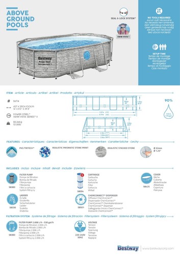 Bestway Power Steel Swimming Frame Pool Schwimmbad Schwimmbecken Gartenpool - Bild 89 von 177