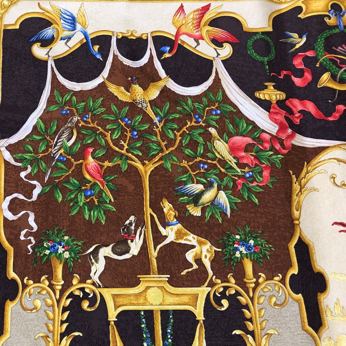 Vintage GUCCI Silk Scarf 86cm 34in DIANA Gold Brown Yellow Italy