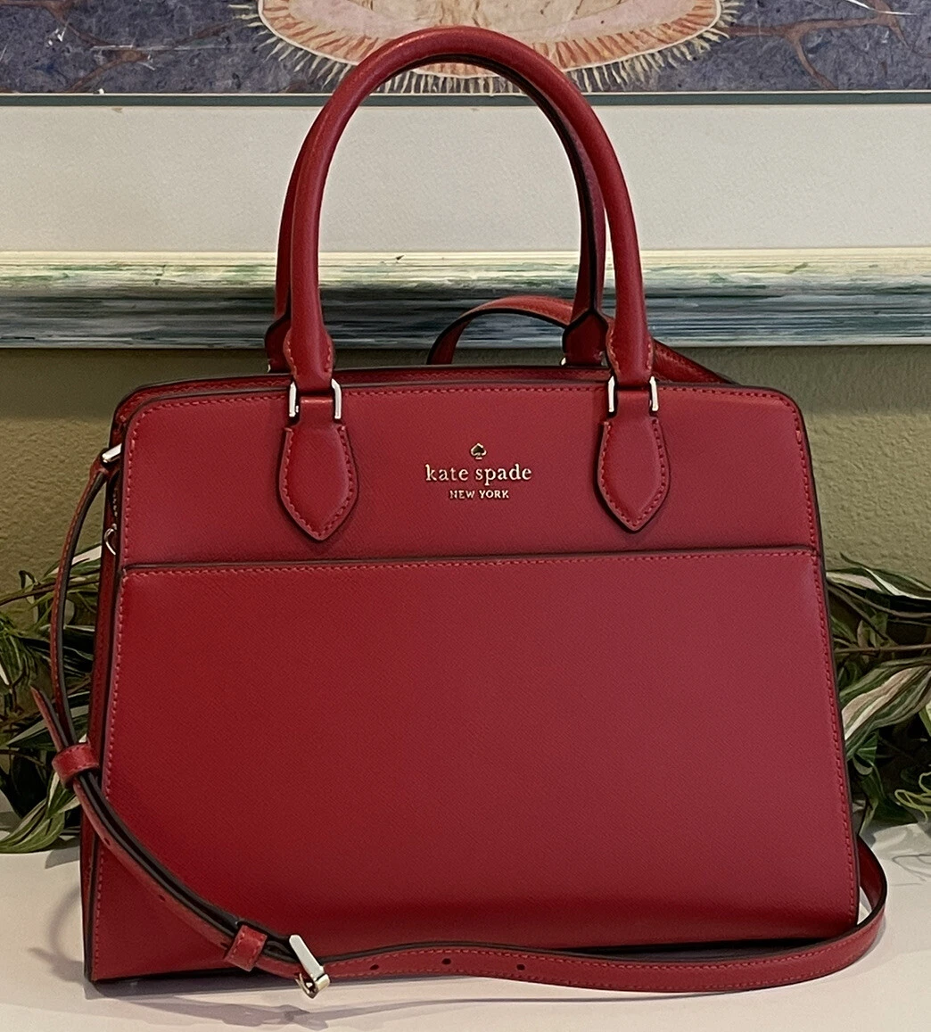 KATE SPADE MADISON MEDIUM SATCHEL SHOULDER BAG TOTE RED CANDIED CHERRY  LEATHER