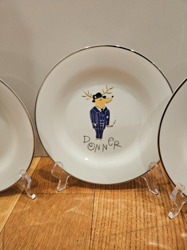 Keramikscheune Rentier 4 SALAT LUNCHTELLER Strichbereiter Donner Blitzen Vixen, 8 3/8" - Bild 3 von 8