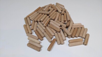 Hard Wood Dowels 100pcs. 5/16'' (8mm) Diam.1  3/8'' Long, Fluted,  Made in Italy