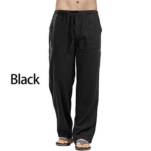 Men Cotton Linen Casual Loose Long Straight Pants Sports Sweatpants Beach Pant - Picture 11 of 22