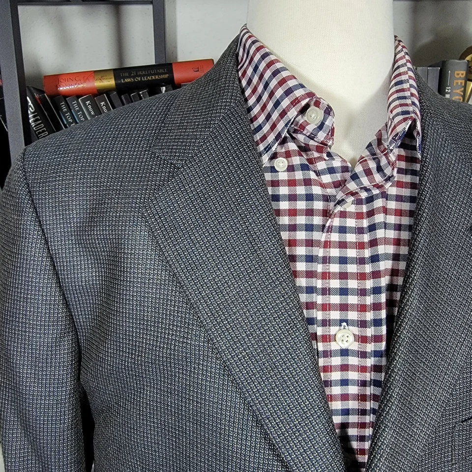Abrigo Blazer Deportivo Hombre Joseph Abboud MODELO1420/1 Seda Lana Cuadros Talla 42S Foto 3 de 4