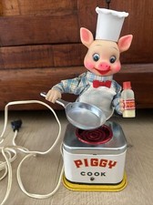 1950's Yonezawa Piggy Cook Tin Toy Japan Chef- Parts Or Repair Battery Operated