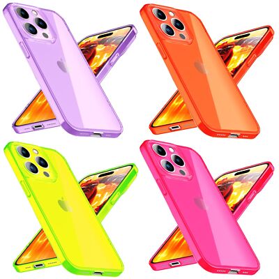 Hülle Neon Klar für iPhone 15 Pro Max Bunt Leuchtend Silikon Handyhülle TPU Case