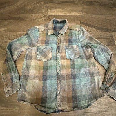 Mavi Women's Blue Plaid Button Up Boyfriends Shirt Size XL