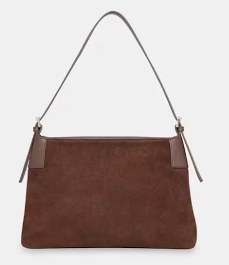 Whistles Chocolate Paloma Suede Shoulder Bag Chocolate Brown Gold