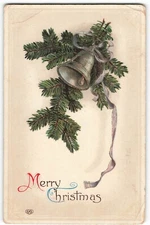 Postcard Merry Christmas EAS, Bell Ribbon Vintage VPC01.