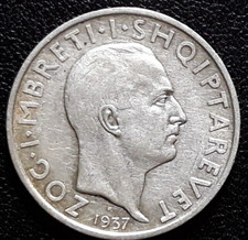 ALBANIE - RÉPUBLIQUE PUIS ROYAUME D'ALBANIE - 1 Franga Ari 1937 Rome argent