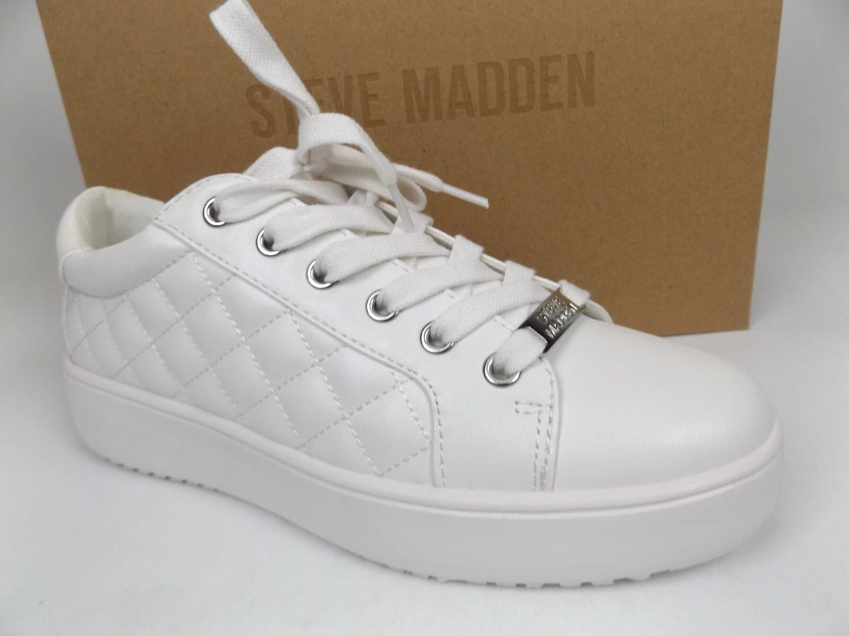 Steve Madden Women's Border Fashion Sneakers, Size 6.0 White Leather, NEW,  22281