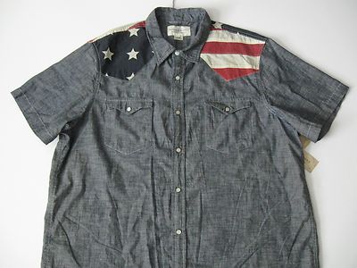 DENIM SUPPLY RALPH LAUREN Men's Dark Blue Chambray Flag-Yoke Western  Shirt M