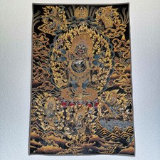 Nepal Thangka Mahakala Wall Hanging Tibetan Embroidery Buddha Art 60*40cm