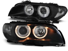 HEADLIGHTS LPBM84 FOR BMW E46 2003-2006 COUPE CABRIO ANGEL EYES BLACK LHD RHD