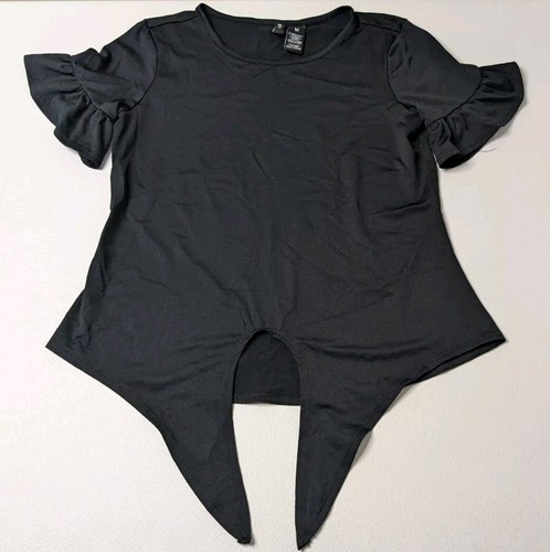 Kristin Nicole Top Women's M Black Tie Front Short Sleeve