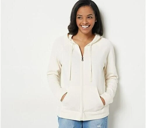 OFF WHITE Felpa con cappuccio Studio Park x Amy Stran Low Hi Zip Frontale Crema Small NUOVA A479790