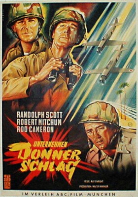 Robert Mitchum in UNTERNEHMEN DONNERSCHLAG Originalplakat EA von 1958