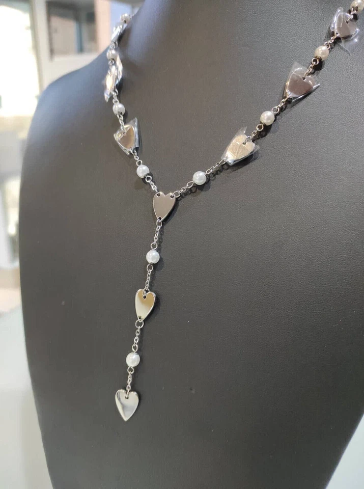 Sagapo Collana Perle e Cuori Donna In Acciaio Sagapò SAF01 S'Agapo - Immagine 2 di 4