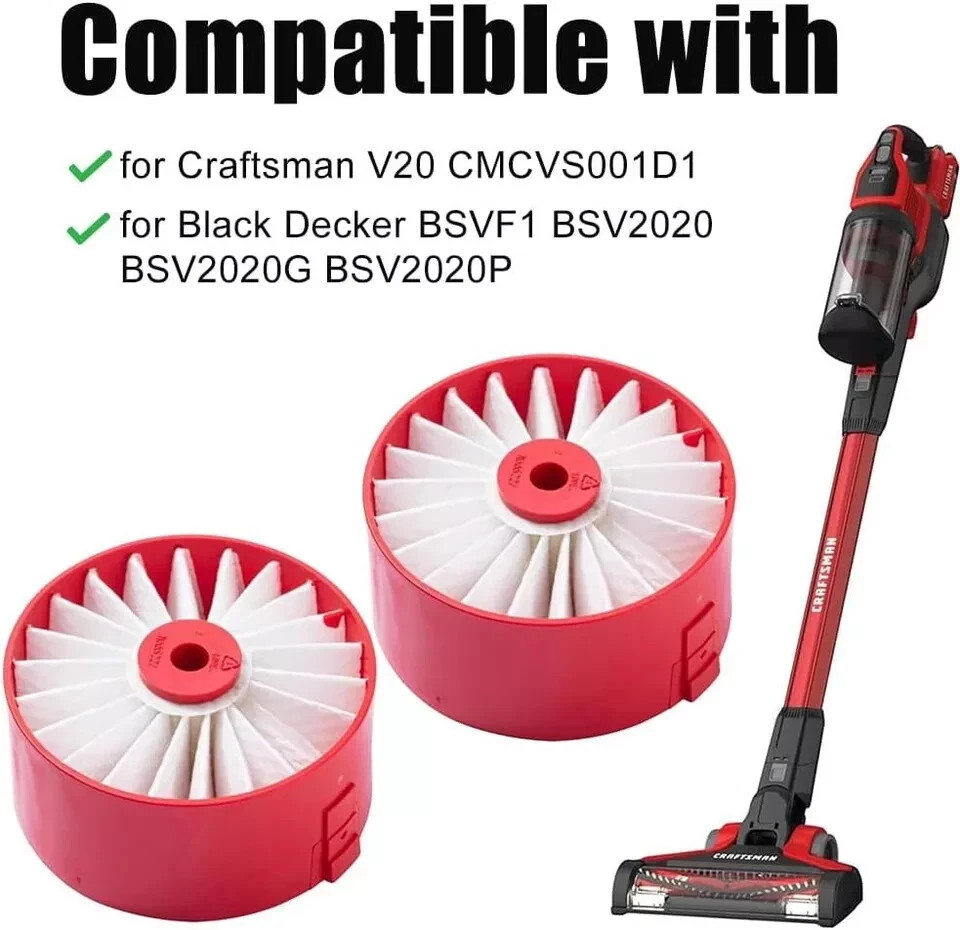 2 сменных фильтра для беспроводного пылесоса Craftsman V20 CMCVS001D1, для Bl - Изображение 2 из 2