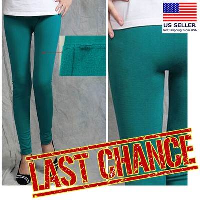 Teal Fleece-Lined Leggings Opaque 