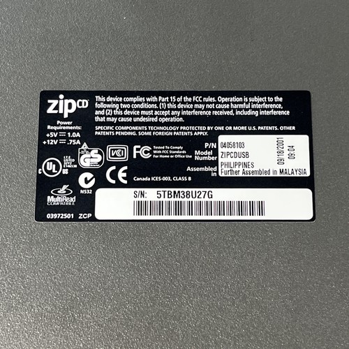 Iomega ZIPCDUSB ZIP CD 650 CD-R/RW External USB Drive CD-ROM ONLY - Picture 7 of 7