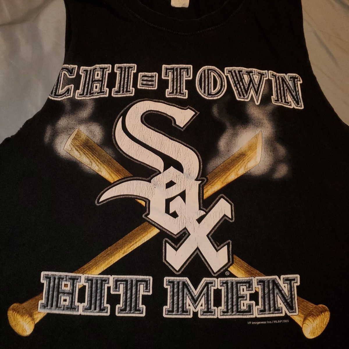 SWITCHBLADE LOOKING DOWN TEE【WHITE】S VTG Sz MEDIUM Mens Chicago White Sox Sleeveless Cut Off T