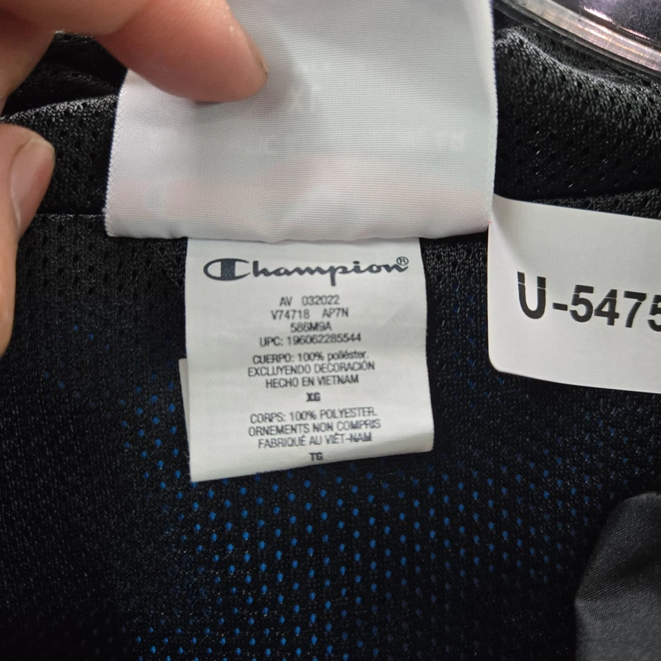 Мужская куртка Champion XL синий цветной блок логотип ветровка пуловер на молнии - Изображение 2 из 4