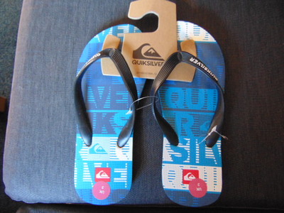 Quiksilver Sandalen 'Little Molokai' Flip Flop Style UK 2,5 EU 35 blau Mix brandneu mit Etikett