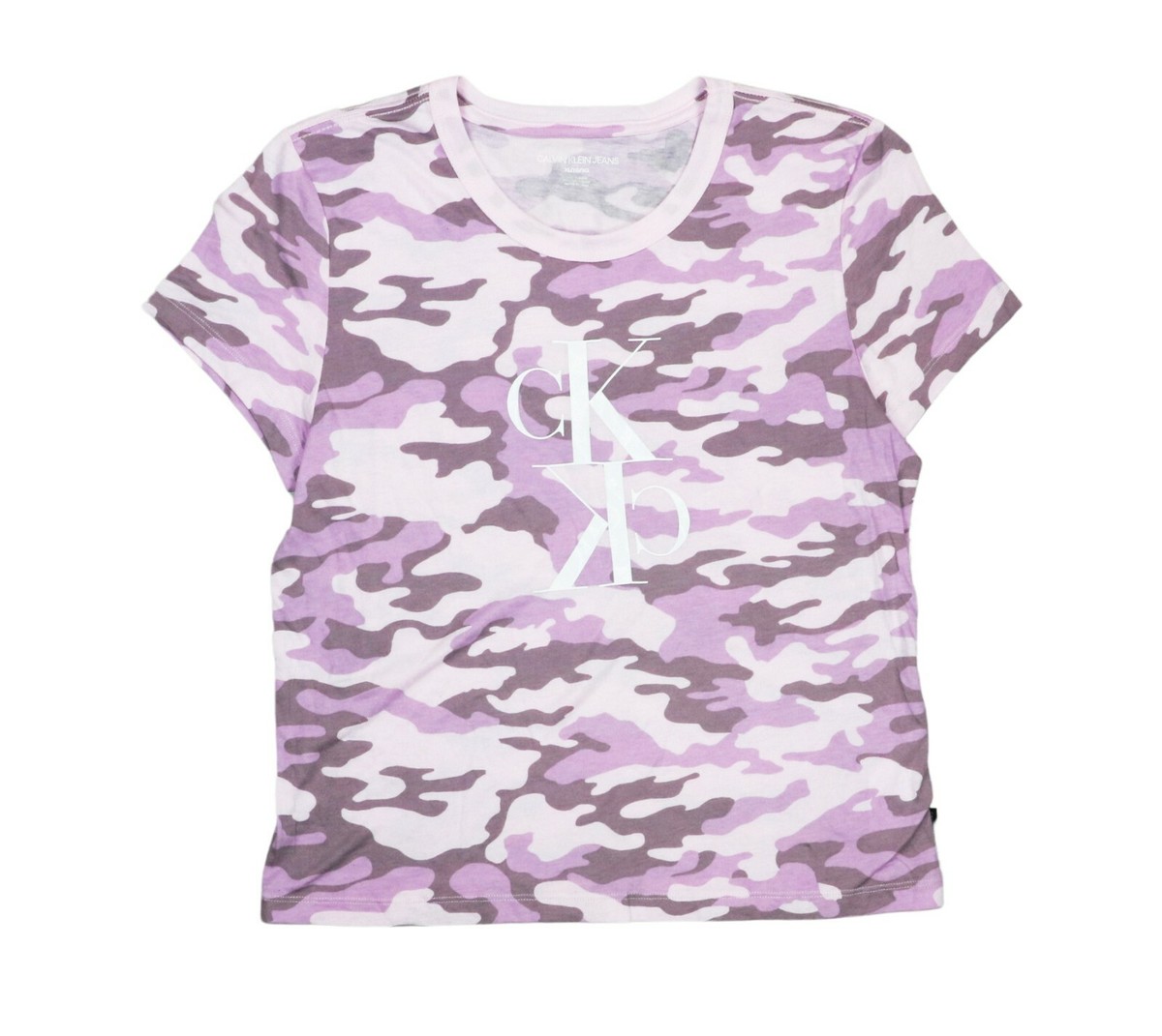 Calvin Klein Jeans Logo Front Camouflage Short Sleeve Women's T