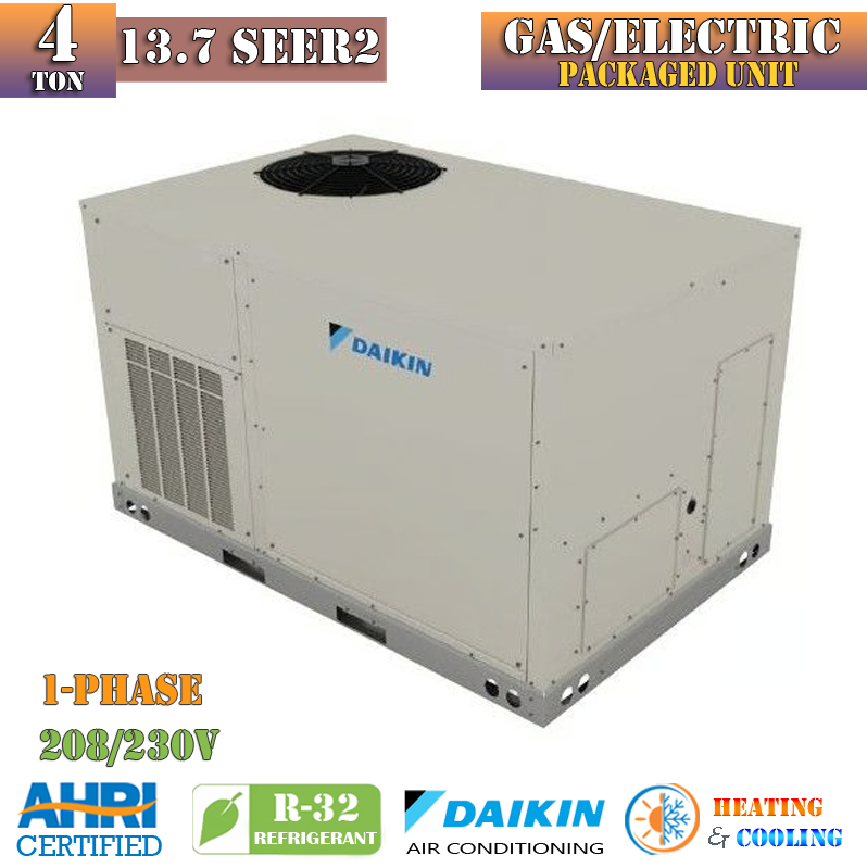 Daikin 4 Ton 13.7 SEER2 90000 BTU AC Gas Package Unit System R32