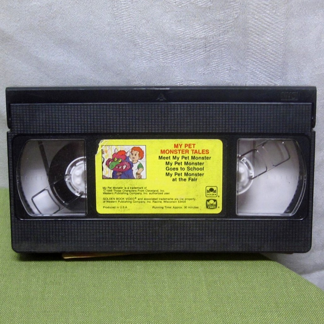 MY PET MONSTER TALES cartoon VHS plush doll Goes to School 1986 At