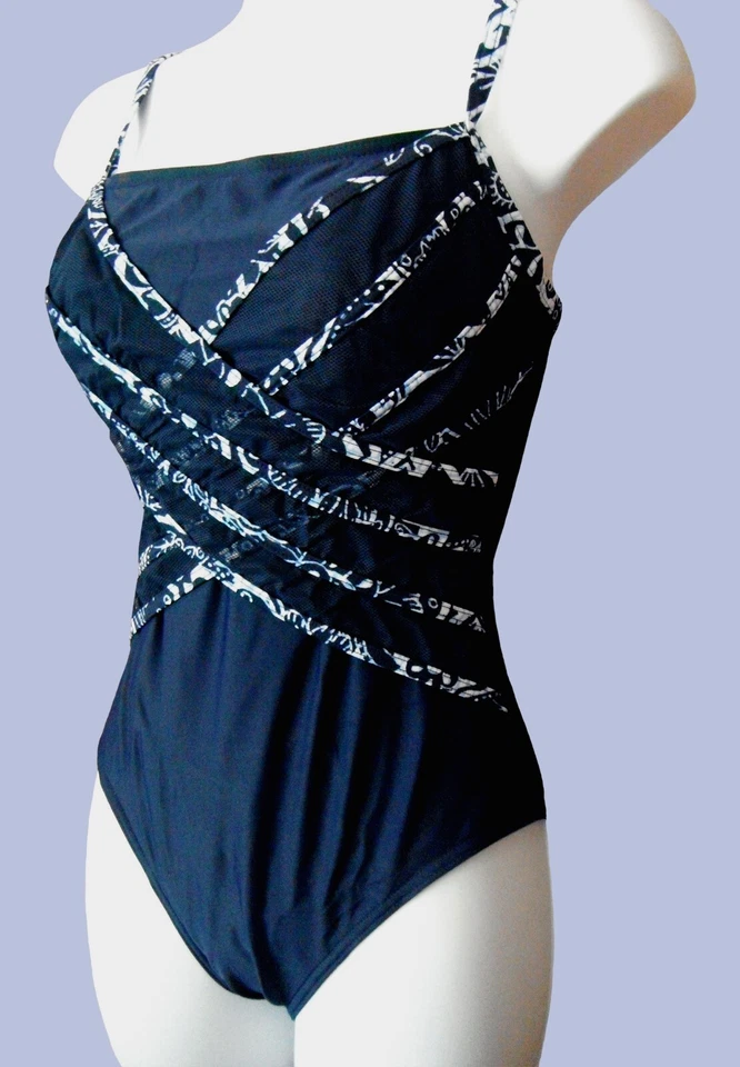 CHRISTINA SLIMMING ONE-PIECE NAVY/WHITE SWIMSUIT, SIZE 10, NWOT - Image 3 of 3