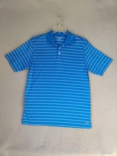 Champion Golf Mens Shirt Medium Blue Striped Polo Short Sleeve Casual Duo Dry