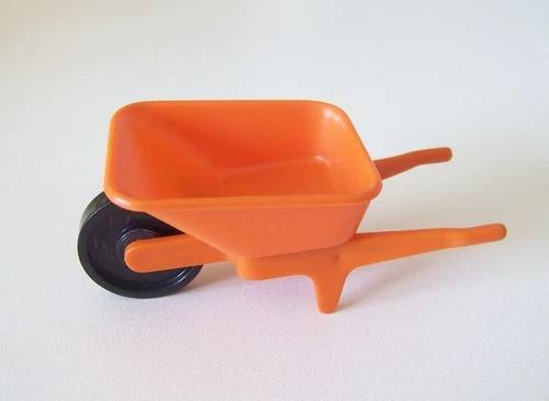 PLAYMOBIL (Q1109) CONSTRUCTION SITE - Vintage Orange Wheelbarrow
