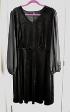 Stretch Velvet Little Black dress plus sz  3X 4X Shein Curve sheer sleeves