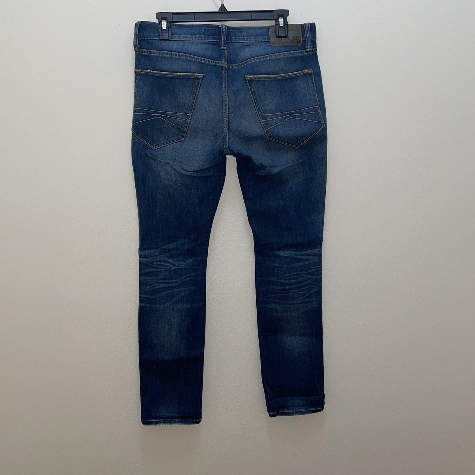 Express blue distressed stretch Alec super skinny fit jeans size 30/30