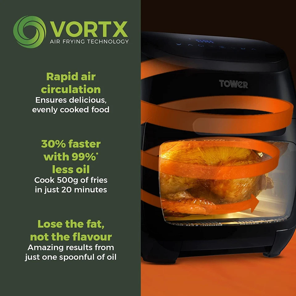Tower Xpress Pro Combo Vortx 10 in 1 Digital Air Fryer Oven Rapid Rotisserie 11L - Image 3 of 4