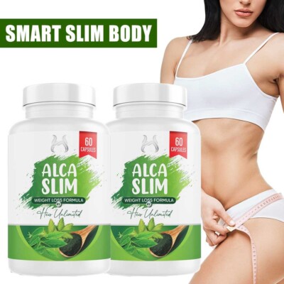 2 Pack Alcaslim Weight Loss Pills   Fat Burner & Body Slimming Supplement