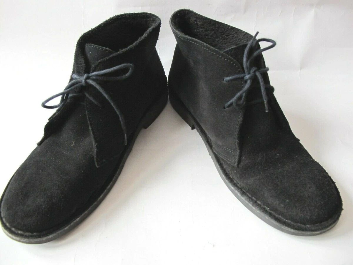 Office London Casual Black Suede Faux Fur Lining Lace Up Desert