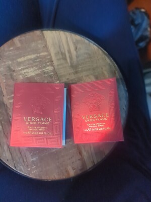 2x VERSACE EROS FLAME Cologne for Men Eau de Parfum Sample Spray Vial 0.03oz 1ml
