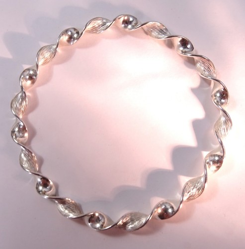 Sterling Silver Textured Twisted Thin Metal Bangle Bracelet, Rodi Wienenberger