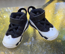  323420-067 TODDLERS AIR JORDAN RETRO 6 RINGS 'BLACK WHITE UNIVERSITY size 7C