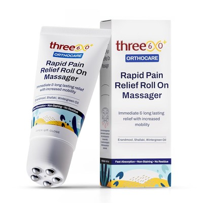 THREE60+ Orthocare Rapid Pain Relief RollOn Massager Reduces Inflammation & Pain