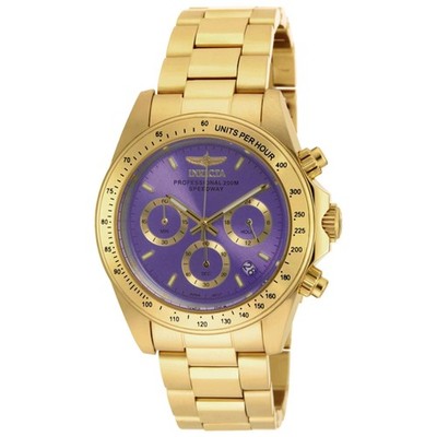 Invicta Men's Watch Speedway Quartz Purple Dial Yellow Gold Bracelet 18257