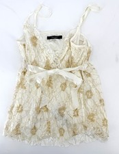 Vero Moda Y2K Cami Top S Floral Lace Gold Cre...