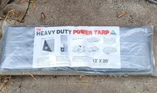 HEAVY DUTY POWER TARP COVER BOAT TENT CAMP STORAGE 12' x 20' SILVER / BLACK NEW