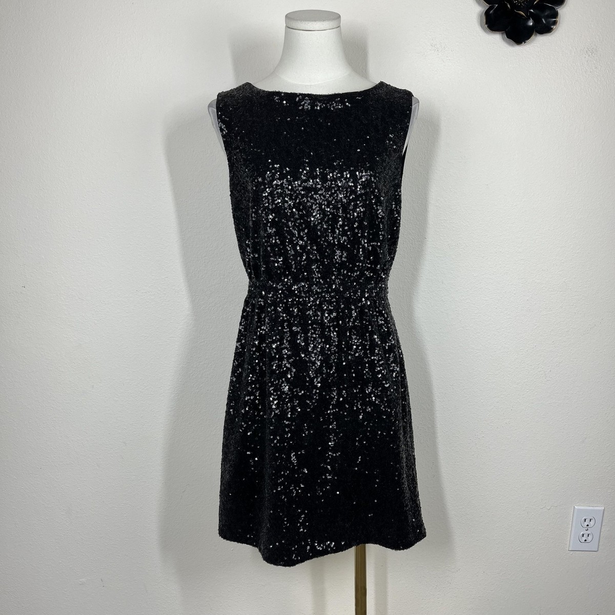 Madewell Broadway Broome Dress Womens 4 Black Sequin Mini Party Cocktail  LBD | eBay