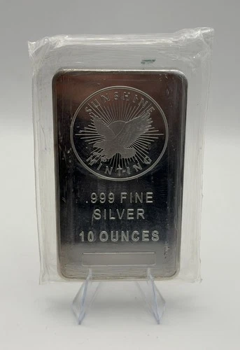 🔥 Sunshine Minting 10oz .999 Fine Silver Eagle Bar in Sealed Plastic 🔥