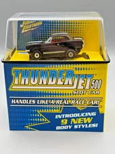JOHNNY LIGHTNING T JET 500 Slot Car - FORD MUSTANG Hard Top, Black/White - NEW